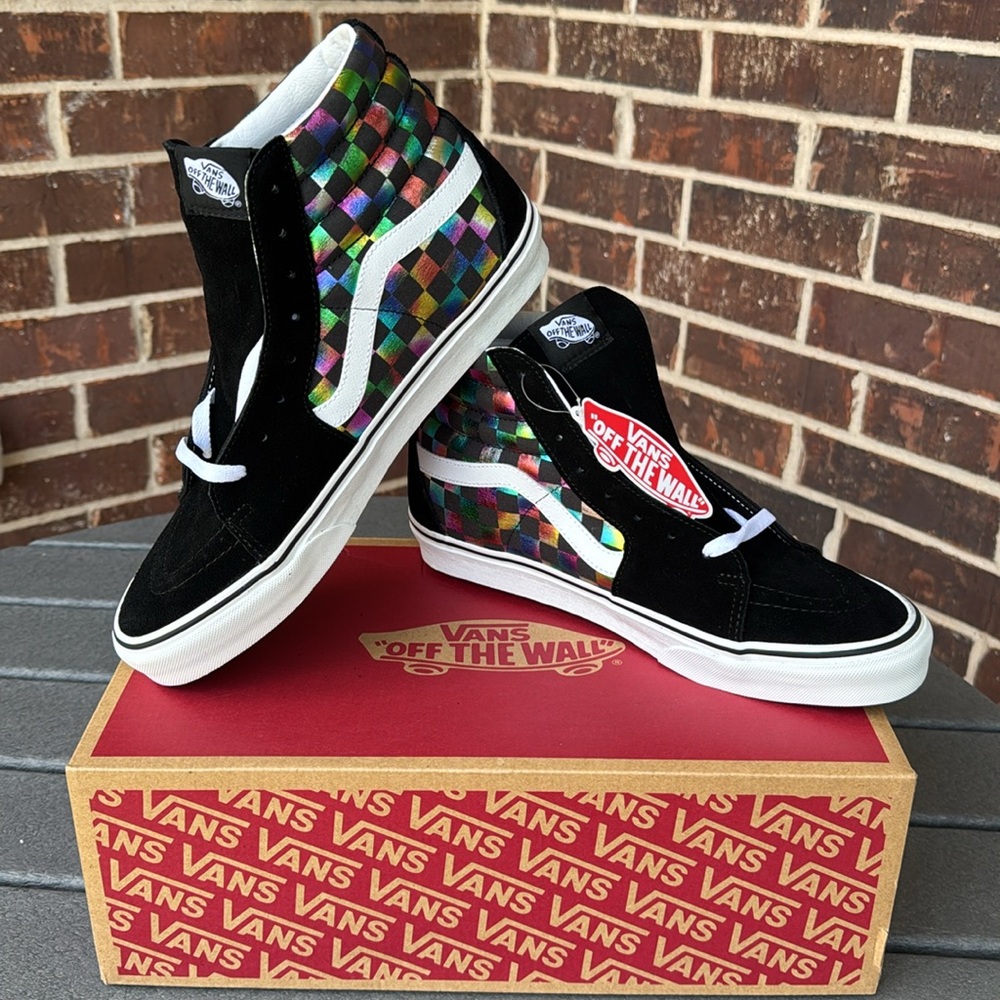 Iconic Vans Sk8-Hi  Suede Checkerboard NWT